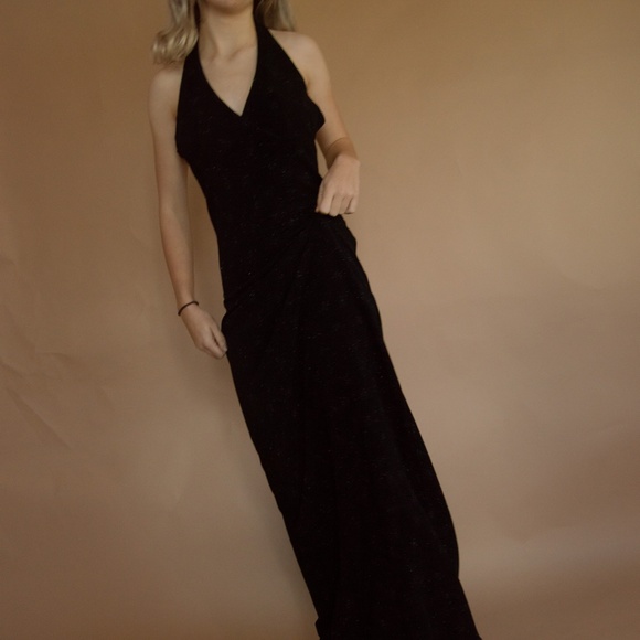 90s Starburst Glitter Halter Evening Gown - Picture 10 of 16